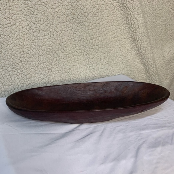 Vintage Hand-Carved Wooden Dough Bowl 14.7” Rustic Primitive Trencher Decor